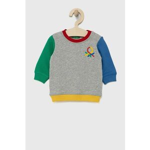 Detská bavlnená mikina United Colors of Benetton šedá farba, s potlačou vyobraziť