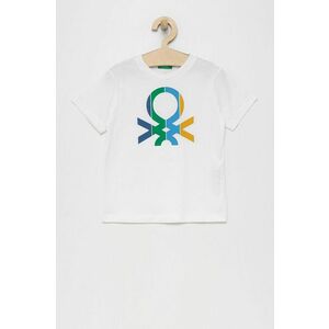 Detské bavlnené tričko United Colors of Benetton biela farba, s potlačou vyobraziť