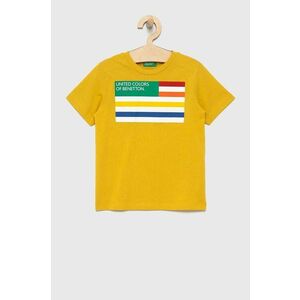 Detské bavlnené tričko United Colors of Benetton žltá farba, s potlačou vyobraziť
