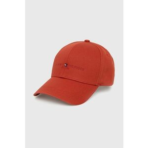 Bavlnená čiapka Tommy Hilfiger červená farba, jednofarebná vyobraziť