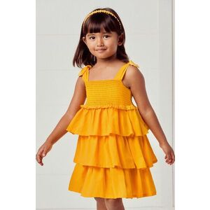 Dievčenské šaty Mayoral oranžová farba, mini, áčkový strih vyobraziť
