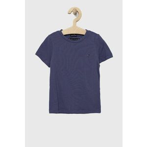 Detské bavlnené tričko Tommy Hilfiger tmavomodrá farba, jednofarebný vyobraziť