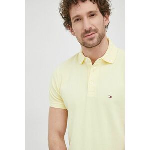 Bavlnené polo tričko Tommy Hilfiger žltá farba, jednofarebné vyobraziť