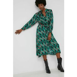 Hodvábne šaty Answear Lab zelená farba, maxi, rovný strih vyobraziť