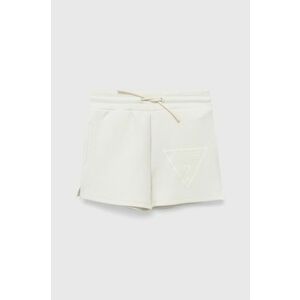 Detské krátke nohavice Guess biela farba, jednofarebné, nastaviteľný pás vyobraziť