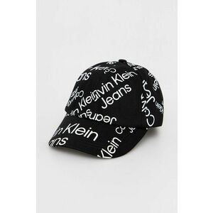 Bavlnená čiapka Calvin Klein Jeans čierna farba, vzorovaná vyobraziť