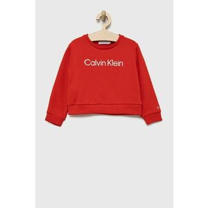 Detská bavlnená mikina Calvin Klein Jeans červená farba, s potlačou vyobraziť