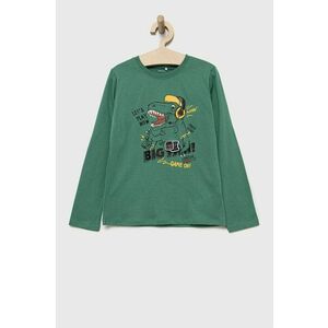 Detská bavlnená košeľa s dlhým rukávom Name it zelená farba, s potlačou vyobraziť