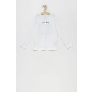 Detská bavlnená košeľa s dlhým rukávom Jack & Jones biela farba, s potlačou vyobraziť