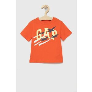 Detské bavlnené tričko GAP oranžová farba, s potlačou vyobraziť