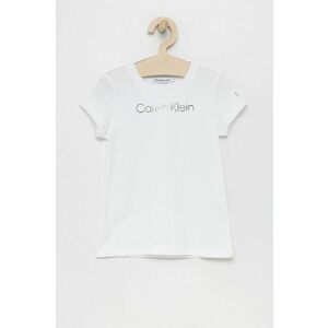Detské bavlnené tričko Calvin Klein Jeans biela farba, vyobraziť