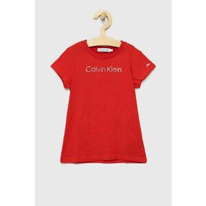 Detské bavlnené tričko Calvin Klein Jeans červená farba, vyobraziť