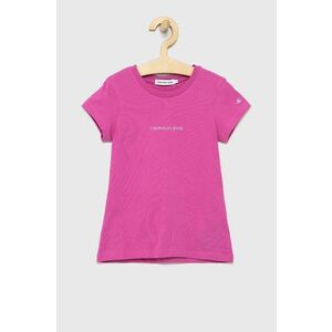 Detské bavlnené tričko Calvin Klein Jeans ružová farba, vyobraziť