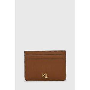 Kožená peňaženka Lauren Ralph Lauren dámsky, hnedá farba vyobraziť
