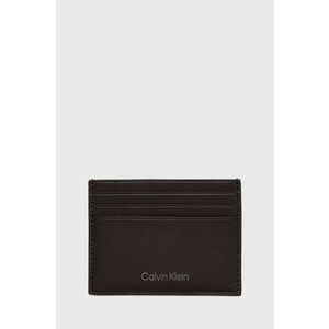 Kožené puzdro na karty Calvin Klein pánsky, hnedá farba vyobraziť