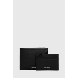 Peňaženka a kožený obal na karty Calvin Klein pánsky, čierna farba vyobraziť