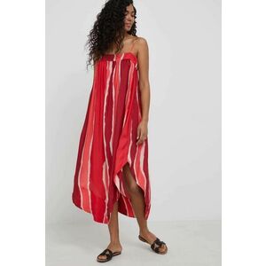 Šaty Armani Exchange červená farba, midi, áčkový strih vyobraziť