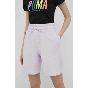 Šortky Puma 533514 dámske, fialová farba, jednofarebné, vysoký pás vyobraziť