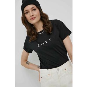 Bavlnené tričko Roxy čierna farba, vyobraziť