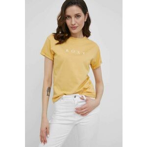 Bavlnené tričko Roxy žltá farba, vyobraziť