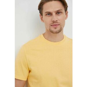 Bavlnené tričko Guess žltá farba, jednofarebné vyobraziť