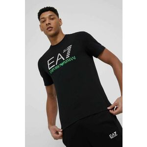 Tričko EA7 Emporio Armani pánske, čierna farba, s potlačou vyobraziť