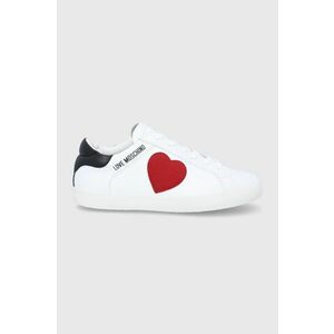 Kožená obuv Love Moschino biela farba, vyobraziť