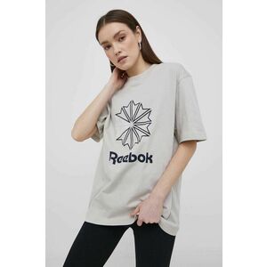 Bavlnené tričko Reebok Classic šedá farba, s potlačou vyobraziť