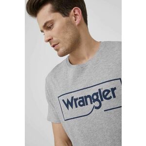 Tričko Wrangler pánske, šedá farba, s potlačou vyobraziť