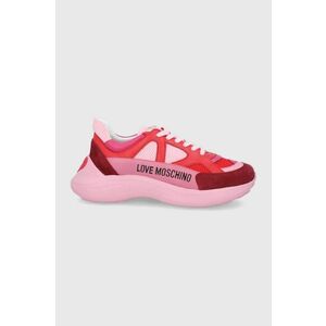 Kožená obuv Love Moschino ružová farba, vyobraziť