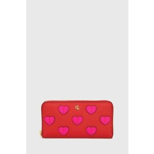 Kožená peňaženka Lauren Ralph Lauren dámsky, červená farba vyobraziť
