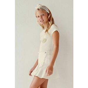 Dievčenská sukňa Mayoral béžová farba, mini, áčkový strih vyobraziť