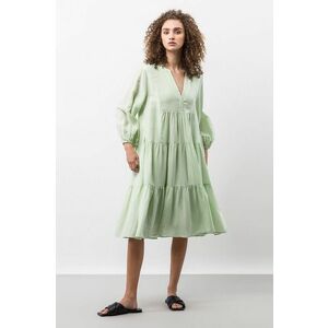 Ľanové šaty Ivy & Oak zelená farba, mini, áčkový strih vyobraziť