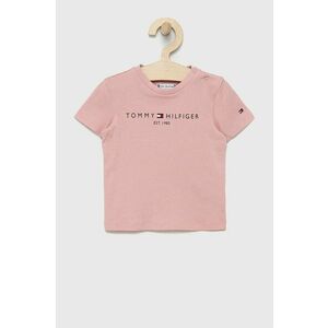 Detské bavlnené tričko Tommy Hilfiger ružová farba, s potlačou vyobraziť