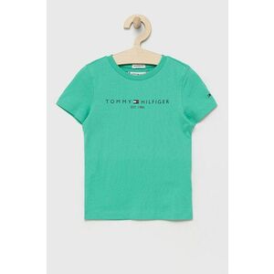 Detské bavlnené tričko Tommy Hilfiger zelená farba, s potlačou vyobraziť