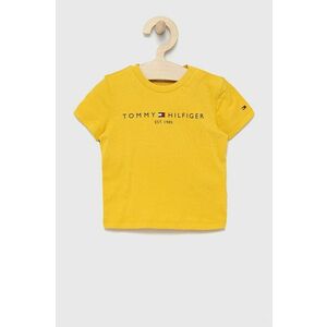 Detské bavlnené tričko Tommy Hilfiger žltá farba, s potlačou vyobraziť