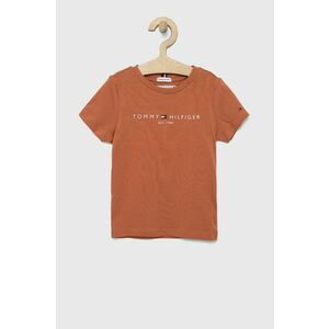 Detské bavlnené tričko Tommy Hilfiger oranžová farba, s potlačou vyobraziť