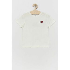 Detské bavlnené tričko Tommy Hilfiger biela farba, vyobraziť