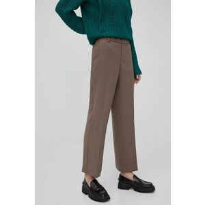Nohavice Mos Mosh dámske, hnedá farba, rovné, vysoký pás vyobraziť