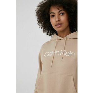 Mikina Calvin Klein dámska, béžová farba, s potlačou vyobraziť