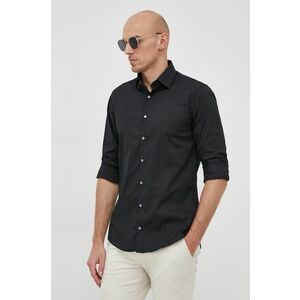 Košeľa Calvin Klein pánska, čierna farba, slim, s klasickým golierom vyobraziť