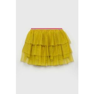Dievčenská sukňa United Colors of Benetton žltá farba, mini, áčkový strih vyobraziť