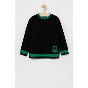 Detská bavlnená mikina United Colors of Benetton čierna farba, s nášivkou vyobraziť
