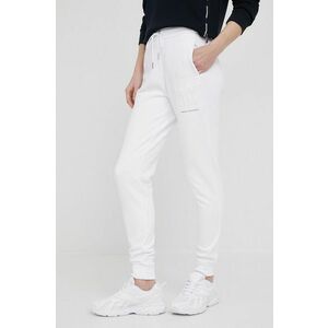 Nohavice Armani Exchange dámske, biela farba, jednofarebné vyobraziť