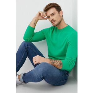 Vlnený sveter United Colors of Benetton pánsky, zelená farba, ľahký vyobraziť