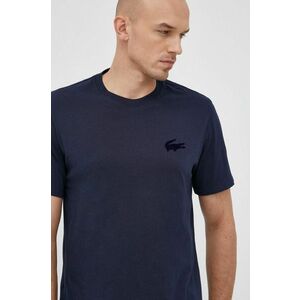 Bavlnené tričko Lacoste tmavomodrá farba, s nášivkou vyobraziť