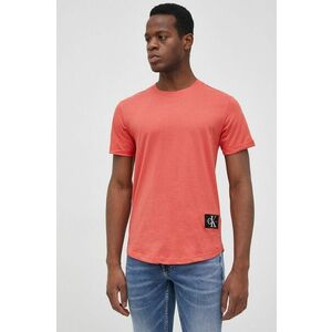 Bavlnené tričko Calvin Klein Jeans oranžová farba, jednofarebné vyobraziť