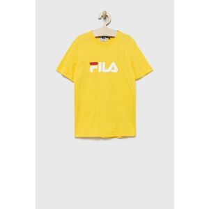 Detské bavlnené tričko Fila žltá farba, s potlačou vyobraziť