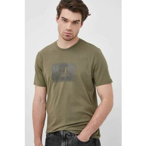 Bavlnené tričko C.P. Company zelená farba, s potlačou vyobraziť