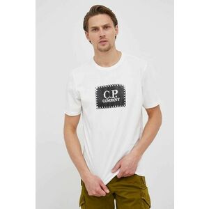 Bavlnené tričko C.P. Company biela farba, s potlačou vyobraziť